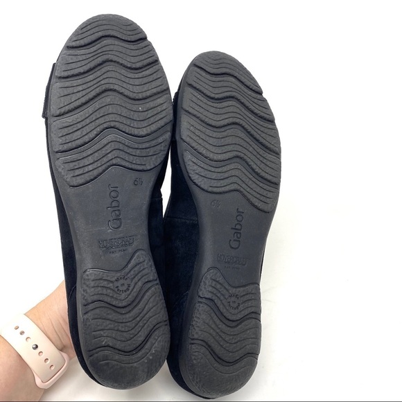 Gabor suede black studded laser cut flats 160.17 - Picture 6 of 10